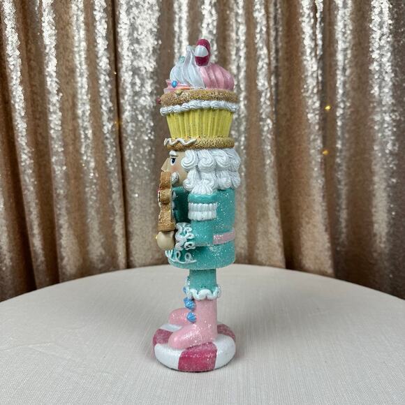 🍬 Pastel Cupcake Gingerbread Nutcracker 10” – Candy Christmas Decor - Picture 4 of 6